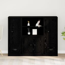 Berkfield Home Highboard Black Oak 132x35, 5x103, 5 cm Engineered Wood - thumbnail 4