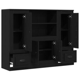 Berkfield Home Highboard Black Oak 132x35, 5x103, 5 cm Engineered Wood - thumbnail 7