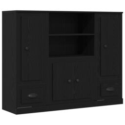 Berkfield Home Highboard Black Oak 132x35, 5x103, 5 cm Engineered Wood - thumbnail 2