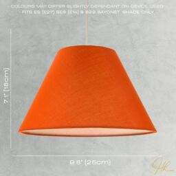 Happy Homewares Traditional Cotton Coolie Lampshade Suitable for Table Lamp or Pendant in Orange - Size: 10 inches - thumbnail 6
