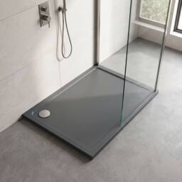 Balterley Contemporary Rectangular Shower Tray, 900x800mm in Grey - thumbnail 3