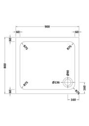 Balterley Contemporary Rectangular Shower Tray, 900x800mm in Grey - thumbnail 2