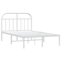 Berkfield Home Metal Bed Frame with Headboard White 120x200 cm - Size: Small Double - thumbnail 3