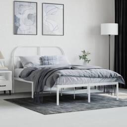 Berkfield Home Metal Bed Frame with Headboard White 120x200 cm - Size: Small Double - thumbnail 4