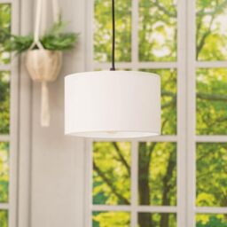 ValueLights Reni Pair of Fabric Easy Fit Drum Ceiling Lamp Shade in White - Size: Small - thumbnail 3
