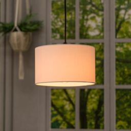 ValueLights Reni Pair of Fabric Easy Fit Drum Ceiling Lamp Shade in White - Size: Small - thumbnail 5