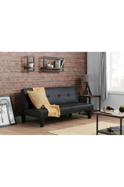 Birlea Black Faux Leather Sofa Bed Franklin Bed Settee Contemporary - image 1