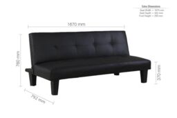 Birlea Black Faux Leather Sofa Bed Franklin Bed Settee Contemporary - thumbnail 5