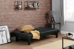 Birlea Black Faux Leather Sofa Bed Franklin Bed Settee Contemporary - thumbnail 2