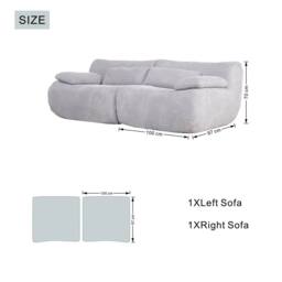 MIMO Curved Seat Design Modular Sofa Set, Corduroy Fabric in Light Grey - Size: 1 Pack - thumbnail 7