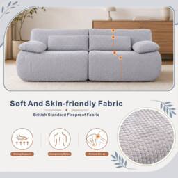 MIMO Curved Seat Design Modular Sofa Set, Corduroy Fabric in Light Grey - Size: 1 Pack - thumbnail 3