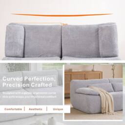MIMO Curved Seat Design Modular Sofa Set, Corduroy Fabric in Light Grey - Size: 1 Pack - thumbnail 5