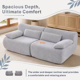 MIMO Curved Seat Design Modular Sofa Set, Corduroy Fabric in Light Grey - Size: 1 Pack - thumbnail 4