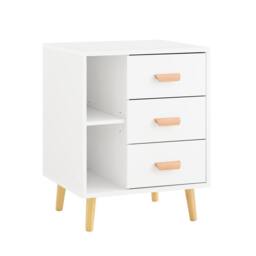 SoBuy Narrow Bedside Cabinet - 3 Drawers & Open Shelf in White - thumbnail 1