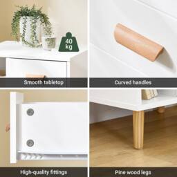 SoBuy Narrow Bedside Cabinet - 3 Drawers & Open Shelf in White - thumbnail 5