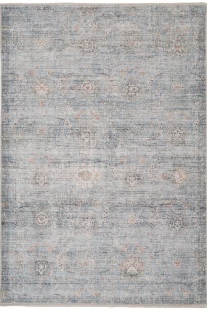 Kukoon Blue Grey Traditional Distressed Finish Living Area Rug in Mid Blue - Size: 120 cm x 170 cm - image 1