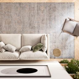 Kukoon Blue Grey Traditional Distressed Finish Living Area Rug in Mid Blue - Size: 120 cm x 170 cm - thumbnail 3
