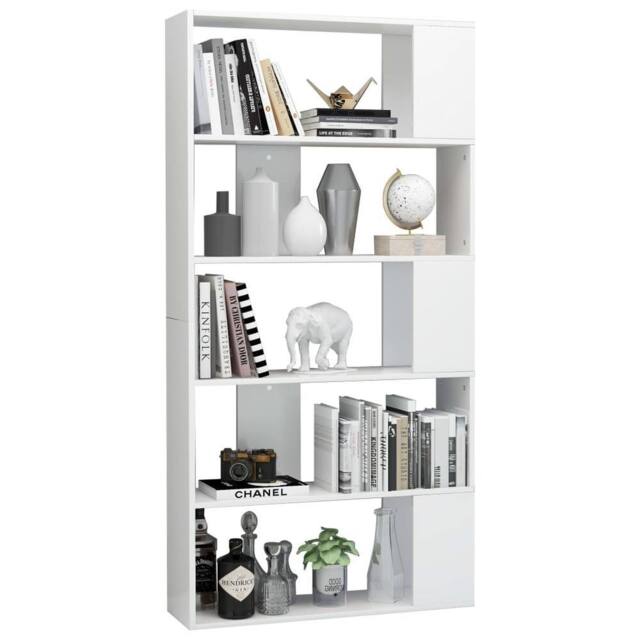 Berkfield Home Classic Book Cabinet/Room Divider High Gloss White 80x24x159 cm Wood - Size: 80 x 24 x 159 cm - image 1