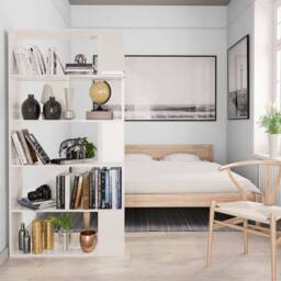 Berkfield Home Classic Book Cabinet/Room Divider High Gloss White 80x24x159 cm Wood - Size: 80 x 24 x 159 cm - thumbnail 4