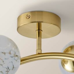 ValueLights Jas Gold Ceiling Light with White Confetti Glass Globe Shades - thumbnail 5