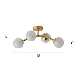 ValueLights Jas Gold Ceiling Light with White Confetti Glass Globe Shades - thumbnail 8
