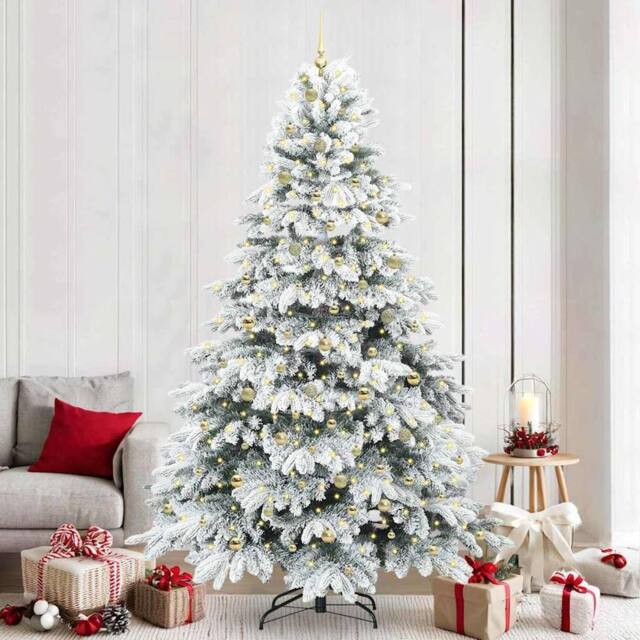 Berkfield Home Artificial Christmas Tree with 300 LEDs Green 240 cm PE & PVC - image 1