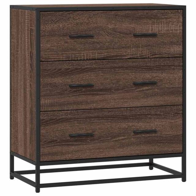 Berkfield Home Sideboard Brown Oak 68x35x76 cm Engineered Wood & Metal - Size: 68 x 35 x 76 cm - image 1