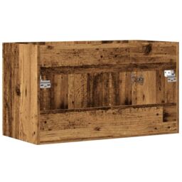 Berkfield Home Bathroom Sink Cabinet Old Wood 90x38.5x46 cm Engineered Wood in Brown - thumbnail 6