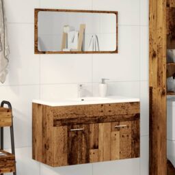 Berkfield Home Bathroom Sink Cabinet Old Wood 90x38.5x46 cm Engineered Wood in Brown - thumbnail 3