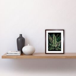 "Artery8 Wall Art Print Different Fern Fronds Detailed Leaves Artwork Framed 9X7 Inch in Brown - Size: W7"" x H9""" - thumbnail 2