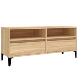 Berkfield Home TV Cabinet Sonoma Oak 100x34.5x44.5 cm Engineered Wood in Light Brown - thumbnail 3