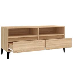 Berkfield Home TV Cabinet Sonoma Oak 100x34.5x44.5 cm Engineered Wood in Light Brown - thumbnail 8