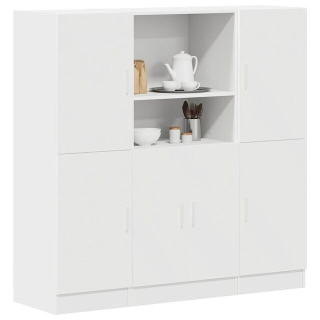 Berkfield Home 3 Piece Kitchen Cabinet Set White Engineered Wood - image 1