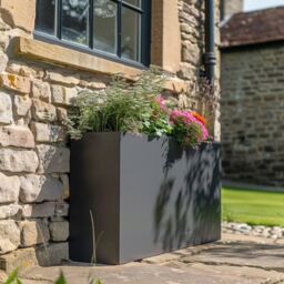 Woven Wood 90cm Long Zinc Matte Grey 60cm Tall Trough Planter - thumbnail 3