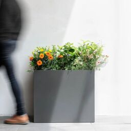 Woven Wood 90cm Long Zinc Matte Grey 60cm Tall Trough Planter - thumbnail 5