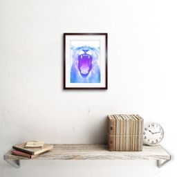 "Artery8 Wall Art Print Colourful Roar Lion Art Framed 9x7 inch in Brown - Size: W7"" x H9""" - thumbnail 2