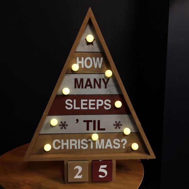 Samuel Alexander 42cm Wooden Christmas Countdown Decoration with 10 Warm White LEDs - image 1