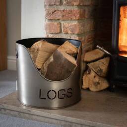 Sostter Pewter Metal Log Bucket with Built In Match Holder in Red - thumbnail 6