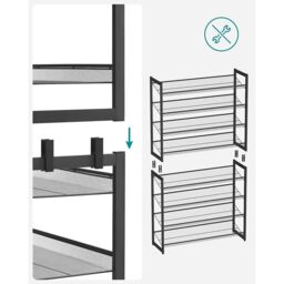 SONGMICS 8-Tier Stackable Shoe Storage Metal Adjustable Flat Angled Shelves in Black - thumbnail 5