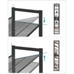 SONGMICS 8-Tier Stackable Shoe Storage Metal Adjustable Flat Angled Shelves in Black - thumbnail 7