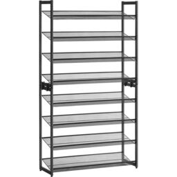 SONGMICS 8-Tier Stackable Shoe Storage Metal Adjustable Flat Angled Shelves in Black - thumbnail 9