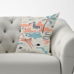 Warren Reed - Designer Wild Savannah Park Cushions in Pink - Size: 60 cm x 60 cm - thumbnail 3