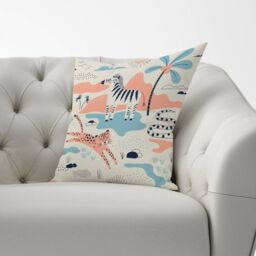 Warren Reed - Designer Wild Savannah Park Cushions in Pink - Size: 60 cm x 60 cm - thumbnail 2