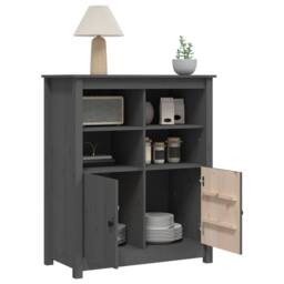 Berkfield Home Sideboard Grey 83x41.5x100 cm Solid Wood Pine - thumbnail 5