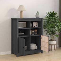 Berkfield Home Sideboard Grey 83x41.5x100 cm Solid Wood Pine - thumbnail 3