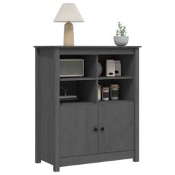 Berkfield Home Sideboard Grey 83x41.5x100 cm Solid Wood Pine - thumbnail 4