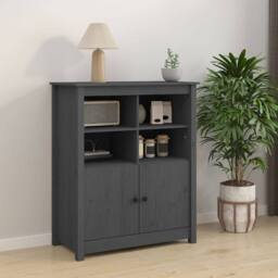Berkfield Home Sideboard Grey 83x41.5x100 cm Solid Wood Pine - thumbnail 2