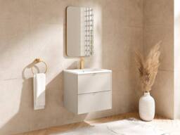 Vente-unique Wall-Mounted Bathroom Vanity Unit With Inset Basin - Beige - 60 Cm - thumbnail 1