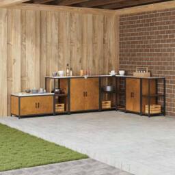 Berkfield Home Kitchen Storage Shelf with Storage Rusty Weathering steel in Brown - thumbnail 2