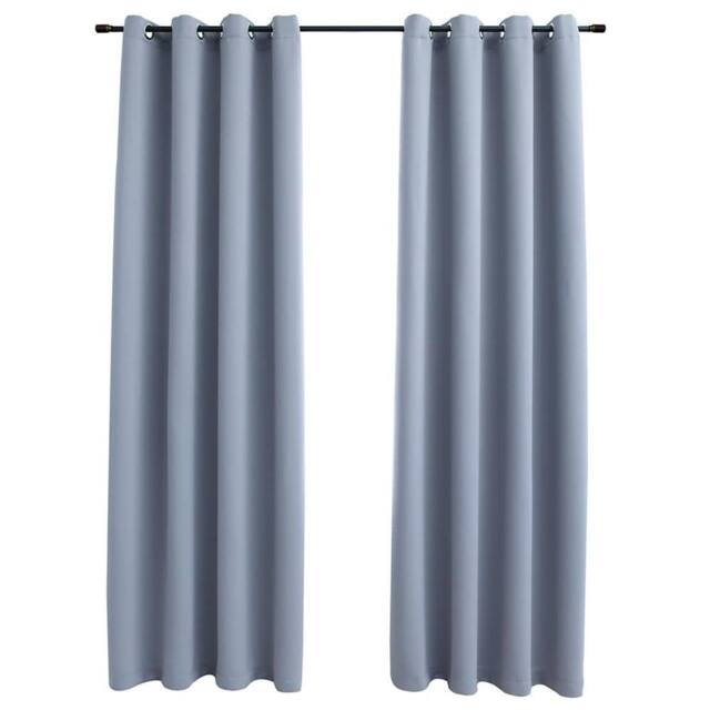 Berkfield Home Blackout Curtains with Metal Rings 2 pcs Grey 140x175 cm - image 1